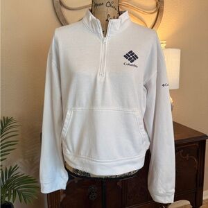 Columbia White Quarter-Zip Pullover with Navy Logo